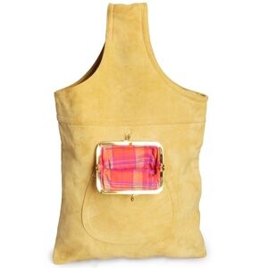 Bonnie Cashin Sling Bag Cashin Carry Suede Leather Kiss Lock Tote Vintage 1960s